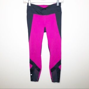 Athleta Pink/Navy Blue Mesh Athletic Leggings XS